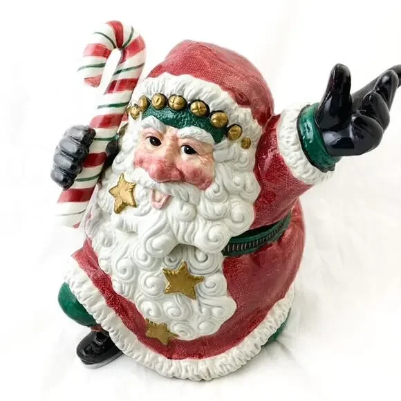 Fitz and Floyd Santa Large Cookie Jar 12" Snow Business Vintage Used Good - Picture 2 of 9